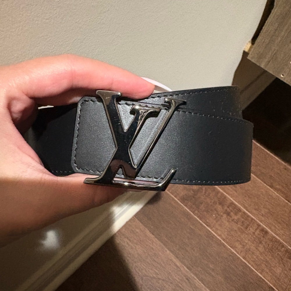 Louis Vuitton double sided Black and grey Belt with dark Silver Buckle